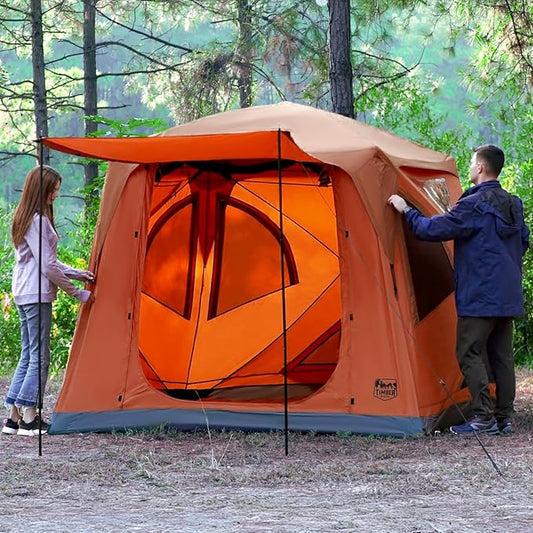 TIMBER RIDGE Camping Tent, 4 Person Instant Pop Up Hub Tent with 8 Windows, Easy 60 Second Setup, Weather Resistant Family Cabin Tents with Rain Fly for Camping, Hiking, Outdoor Travel