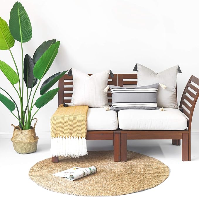 Hofdeco Neutral Decorative Throw Pillow Cover ONLY, for Couch, Sofa, or Bed, Gray Solid Tassel, 20"x20"
