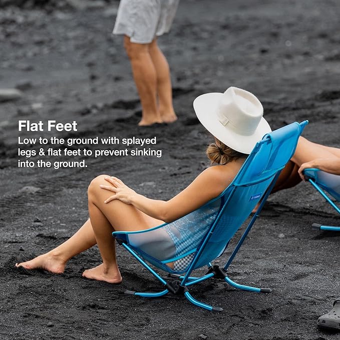 Helinox Beach Chair, 3.18lbs, Lightweight, Lower-Profile, Compact, Collapsible Camping Chair, Black, with Pockets