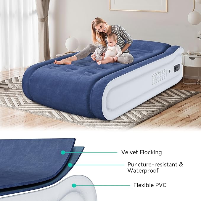 YITAHOME Twin Bed Mattress with Built-in High-Speed Pump, 17 Inch Inflatable Mattress with Integrated Pillow, Carrying Bag and Patch Tools, Elevated Inflatable Bed for Home Travelling Camping
