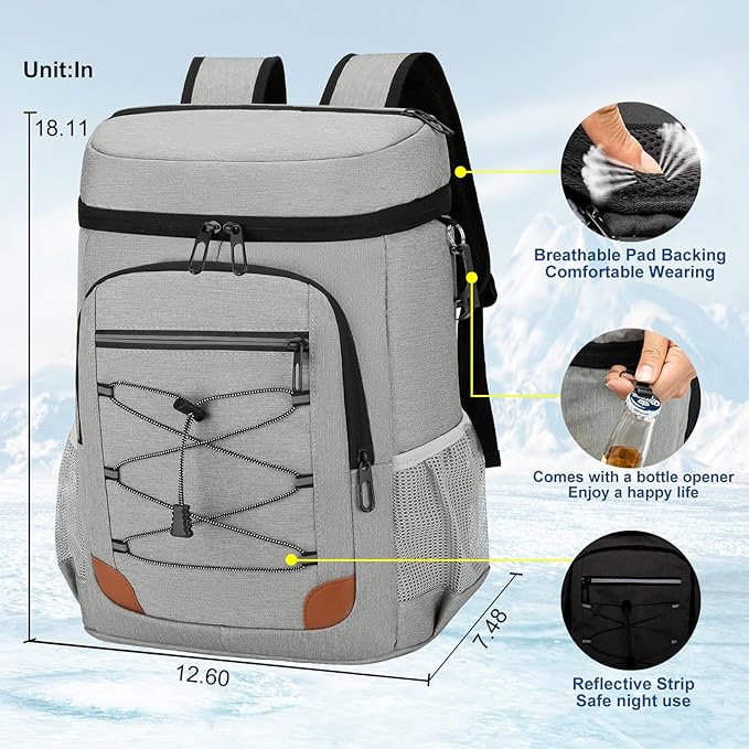 Backpack Cooler Insulated Leak Proof for Men Women 36 Cans Soft Cooler Backpack Insulated Waterproof Large Capacity Coolers Bag Portable for Lunch Camping Travel Picnic Hiking
