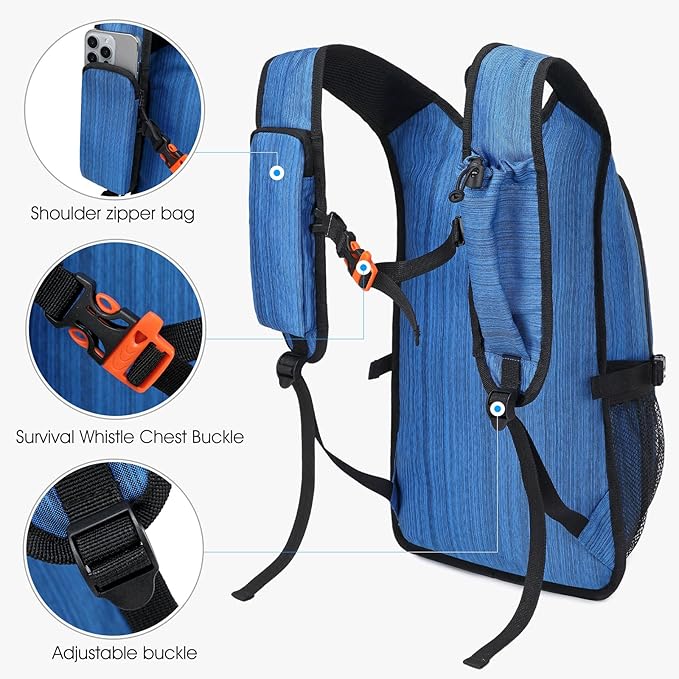 Small Hiking Daypack,15L Waterproof Hiking Backpack Packable Lightweight Travel Day Pack for Women Men (Oxford Blue)