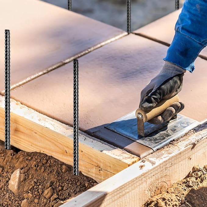 16 Inch Rebar Stakes,10 Packs Heavy Duty Metal I Hook Garden Ground Stakes for Camping Tent Canopy or Supporting for Garden Landscapes Fences Stakes (I Shape-Black, I-16 x3/8"-10pcs)