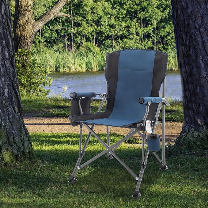Fishing Chair Camping Chairs Foldable Lawn Beach Portable Campact Chair with Side Pockets and Cup Holder for Adults