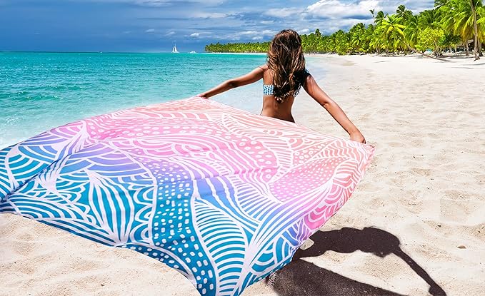 Beach Blanket Waterproof Sandproof Extra Large Beach Mat 79" X 83"/120"x108"for 1-8 Adults Quick Drying Durable Outdoor Picnic Mat for Beach Travel Camping Hiking