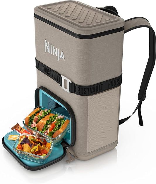Ninja FrostVault Go Can Soft Cooler, 24/36 Can, Leak Proof, Built-In Cup Holder, 2 Ice Packs & Dry Storage Drawer, Polyester Insulation, Hiking, Camping, Picnic