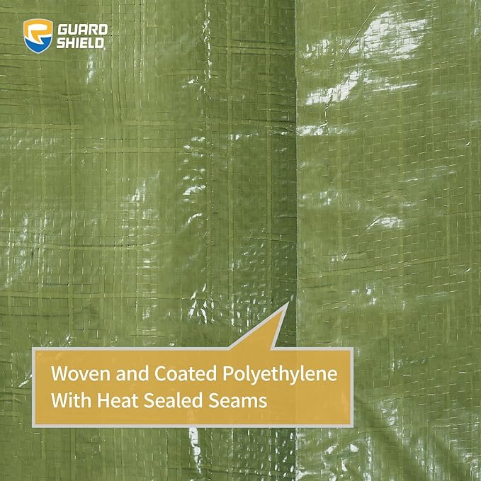 GUARD SHIELD Tarp Green 8x12 Feet Multi Purpose Waterproof Poly Tarp Cover 5mil