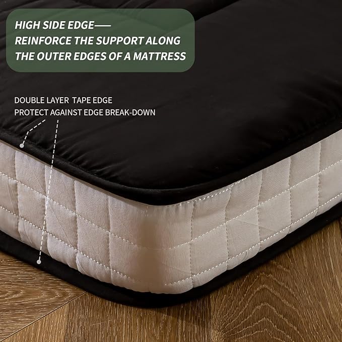 MAXYOYO Cot Mattress Floor Futon Mattress, Narrow Twin Futon Single Bed for Adults, Foldable Roll Up Bed for Kids, Black