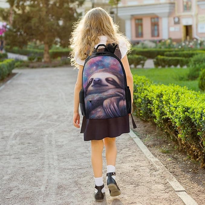 Lightweight Daypack Backpack for Trekking Work Running, Big Capacity Multipurpose Anti-Theft Bookbag, Blue Nebula Sloth Business Computer Bag