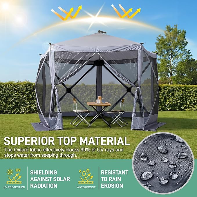 Outvita 10x10ft Instant Pop-Up Screen Tent - Outdoor Gazebo Canopy with Mosquito Netting & Carrying Bag - Versatile Pavilion Tent for Patios and Events