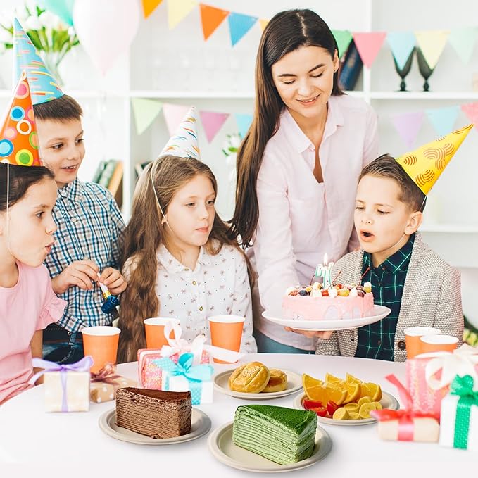 ECOLipak 6 Inch Disposable Compostable Small Paper Plates, 200 Pack Recycled Sugarcane Bagasse Biodegradable Heavy Duty Mini Dinner Appetizer Cake Dessert Plates for Party(Nature)