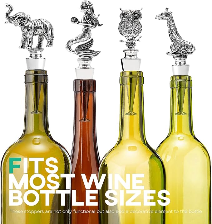 Homestia Wine Stoppers, Bottle Stoppers Wine Saver for Wine Champagne, Reusable Wine Preserver Wine Corks for Beverage, Christmas Gifts Birthday Gifts for Men Women (Owl)