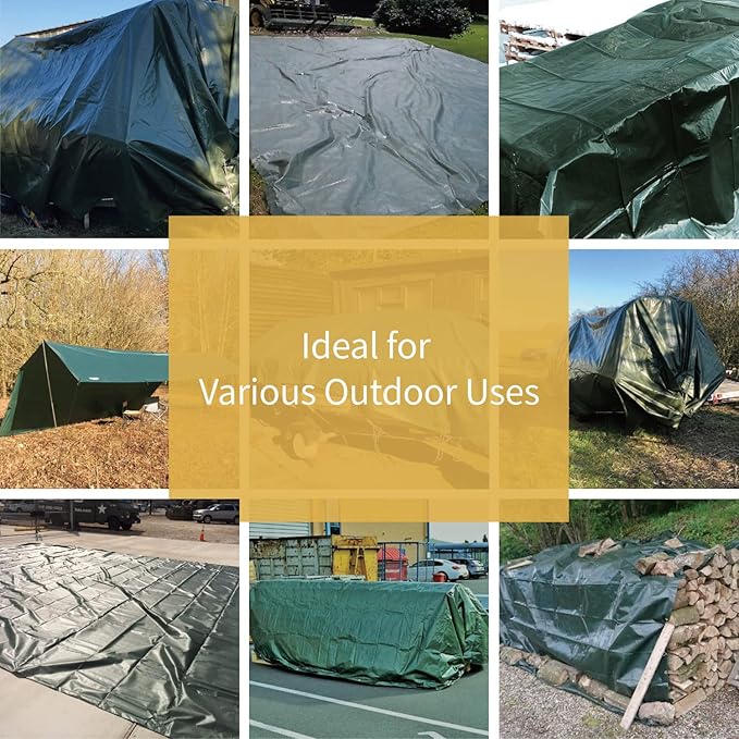 GUARD SHIELD Tarp 12x20 Feet Waterproof Green/Silver Tarps 8Mil Multi Purpose UV Resistant Cover for Outdoor,Camping,Tent,Boats