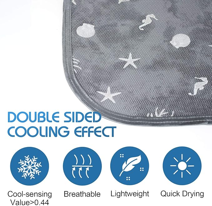 Ailemei Direct Cooling Blanket with Double Sided Cold Effect, Lightweight Breathable Summer Oversize Coastal Theme Bed Blankets, Transfer Heat to Keep Body Cool for Hot Sleepers Night Sweats, 108“x90”