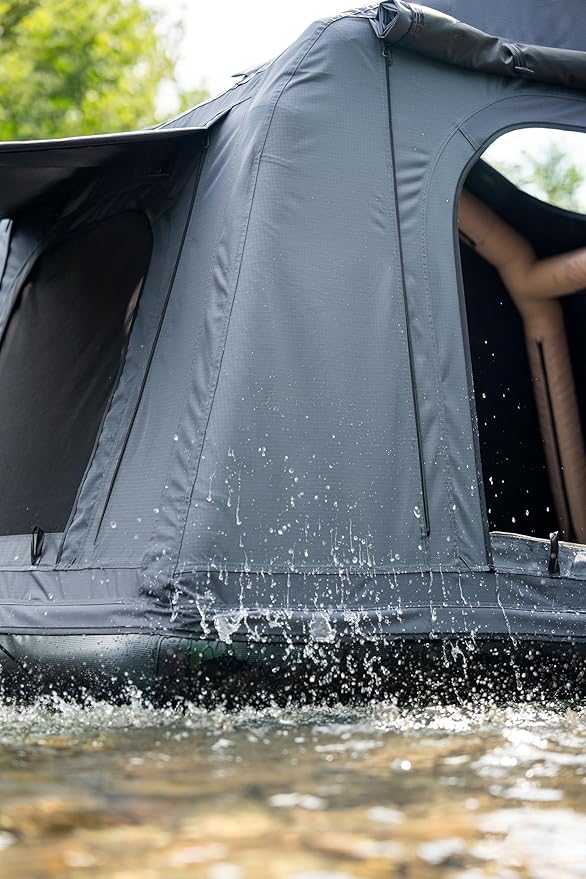 Foldable 2 3 People Amphibious Inflatable Car Roof Top Tent for Camping Outdoor Glamping Camping Tent for SUV,Truck and Universal Auto Self Driving Touring(Without Ladder, Black)