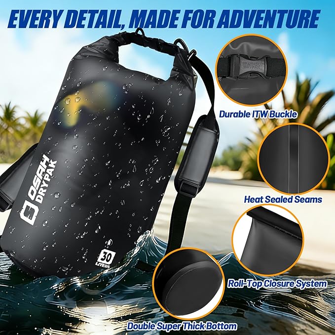 Waterproof Dry Bag, 5L/10L/20L/30L/40L Roll Top Lightweight Storage Backpack with Phone Case for Women & Men, Floating Waterproof Sack for Travel, Swimming, Kayaking, Paddle Board, Camping & Beach