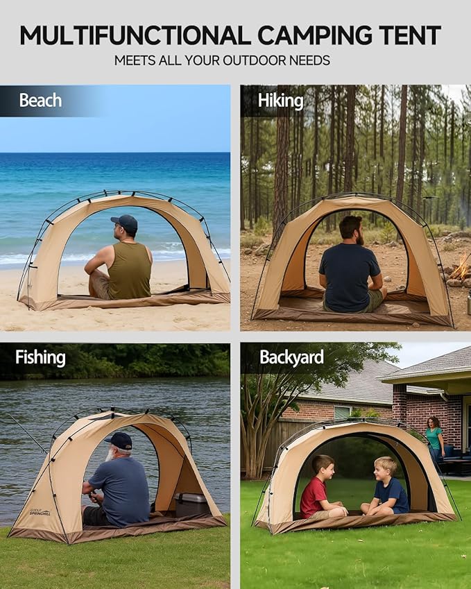 Penglai 1 Person Backpacking Tent - Portable Lightweight Camping Tent 210G TC Cotton, Compact for Traveling & Hiking（Sand）
