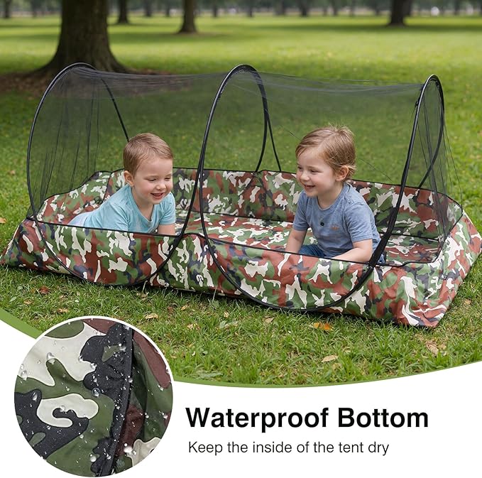 Pop Up Mosquito Tent 2-Person Large Portable Foldable Pop-up Screen Tent Mosquito Camping Net Tent for Double Persons Camping Hiking Outdoor Installation-Free (Camouflage)