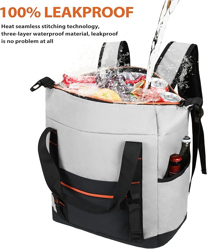 36 Cans Backpack Cooler, Leakproof Collapsible Soft Camping Insulated Cooler Bag, Waterproof Durable Cooler Backpack for Travel, Camping