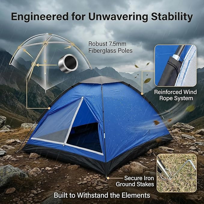 1-Person Dome Tent for Camping Waterproof Lightweight Portable Backpacking Orange/Blue/Army Green/Green