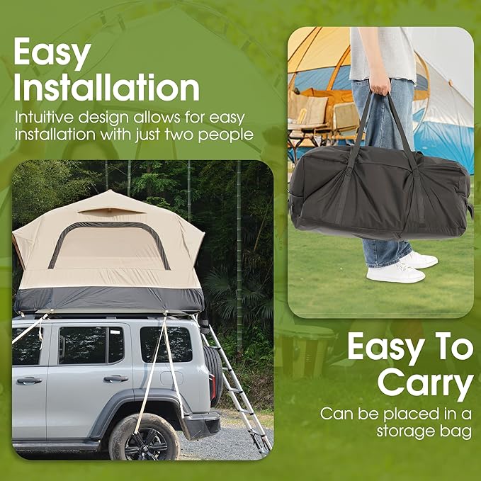 HOMEFUN Inflatable Rooftop Tent for Car Truck, 2 Person Roof Tent with Waterproof 300D Fabric, Windproof Design for Overlanding and Outdoor Adventure,Easy to Set Up