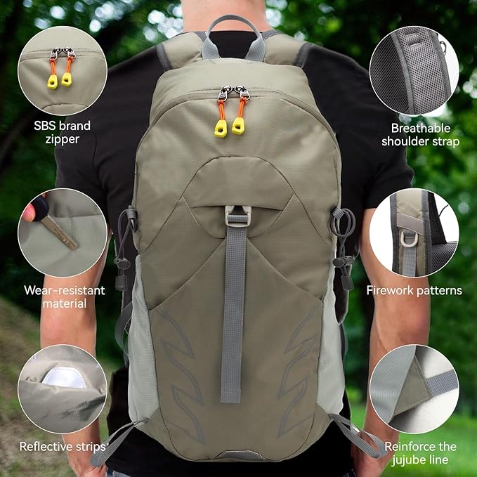 Small Lightweight Hiking Backpack，20L Foldable Hiking Daypack Cycling Hydration Backpack Travel Camping Bag