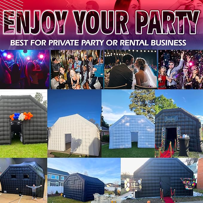 WARSUN Large White Inflatable Night Club 30x20x13Ft Inflatable Party Tent with Logo Area Disco Cube Gazebo Event House for Wedding Birthday Raves Dance Floor Yard Party Business