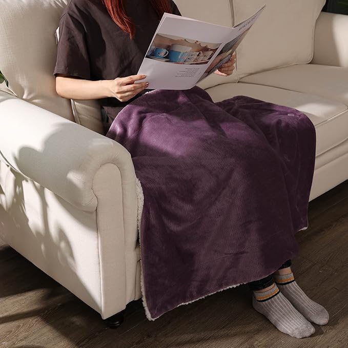 NANPIPER Baby Sherpa Blanket,Warm Toddler Throw Blanket,Soft Newborn Fleece Blanket for Winter (Cassis Purple,30x40 inches)