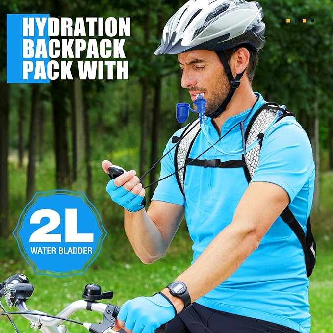 Reginary 6 Pack Hydration Backpack Set with 2l Water Bladder, Lightweight Water Backpack Outdoor for Hiking Hydration Pack with Water Bladder for Adults Running Cycling Biking