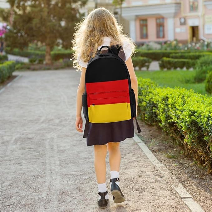 Backpack Anti-Theft Multipurpose Large Capacity Carry On Bag, Germany Flag Camping Outdoor Backpack With Side Pockets