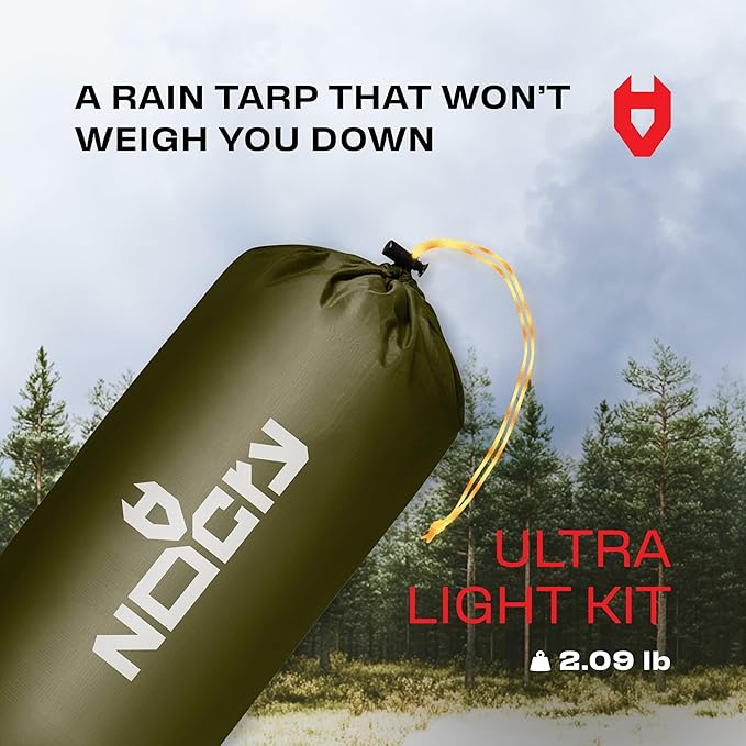 Rain Fly 12x10 Lightweight Survival Camping Tarp; 100% Waterproof; Makes a Great Backpacking Tarp or Hammock Shelter; Comes in Multiple Colors, Survival Bracelet Included; OD-Green