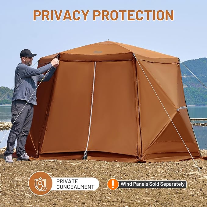 TIMBER RIDGE Easy Pop Up Gazebo Canopy Tent for Camping, 11.5 X 9.8 Ft Portable Instant Screenhouse, Pop Up Screened in Canopy with Netting for Backyard, Patio, Outdoor, Tailgating, Picnics, Orange