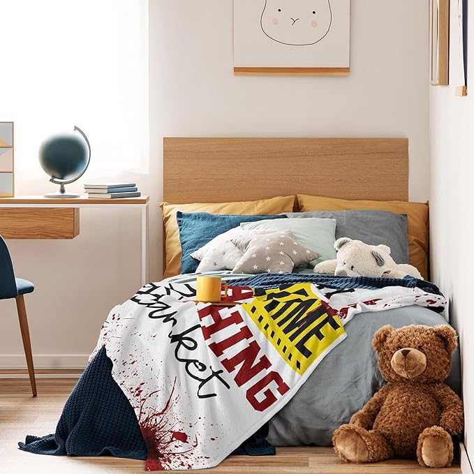 True Crime Gifts for Women, Fans/Lovers - Blanket 60''x50'', Crime Junkie Merch, Serial Killer Merchandise, Horror Blanket, Crime Scene Gift