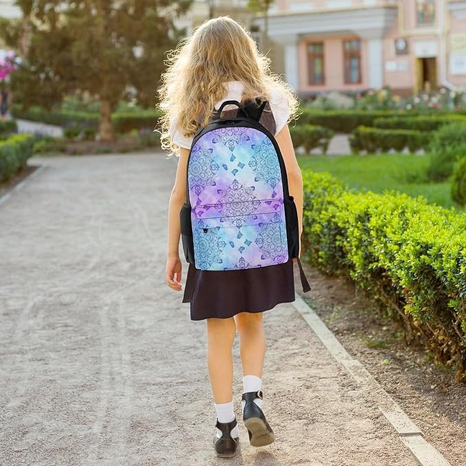 Backpack Lightweight Anti-Theft Multipurpose Geometric Mandala Pattern Shoulder Bag Large Capacity Travel Hiking Backpack With Padded Straps