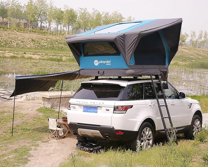 UNISTRENGH Waterproof Rooftop Tent, Portable Inflation Roof Top Tents Softshell, Pop up Roof-top Tent Camping for Jeep SUV Van Truck Car Tents with LED Lighting