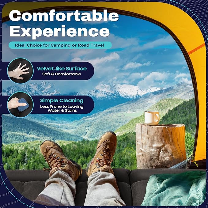 Inflatable Car Thick Air Mattress Rear Seat Inflatable Bed, SUV Inflatable Bed w/Inflatable Pump and Pillow, Foldable Design, Suitable for Camping and Car Travel