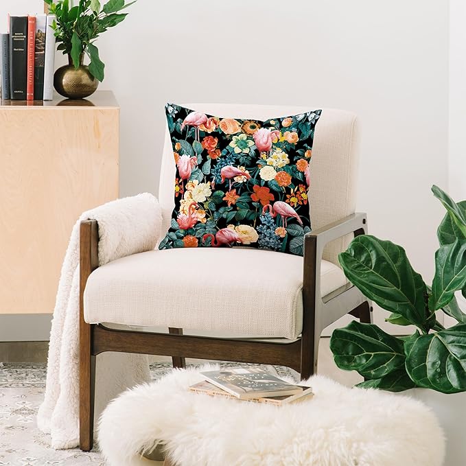 Society6 Floral and Flamingo II Throw Pillow Insert-Home Decor by Burcu Korkmazyurek, 20" x 20"