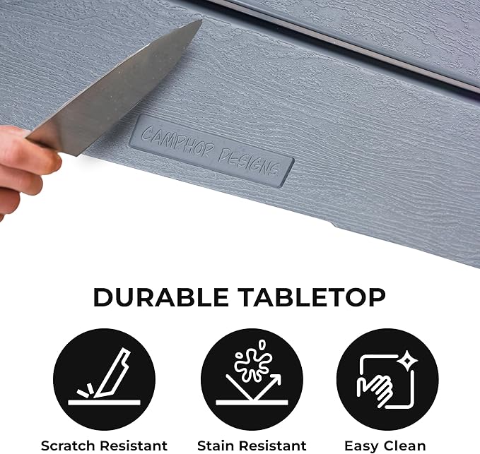 Cococabana X Camphor Portable Folding Table with Adjustable Shoulder Strap for Camping, Tailgating, Picnic, RV - Roll Up Design, Quick Setup, Compact Size, Heavy-Duty, Scratch & Stain Resistant