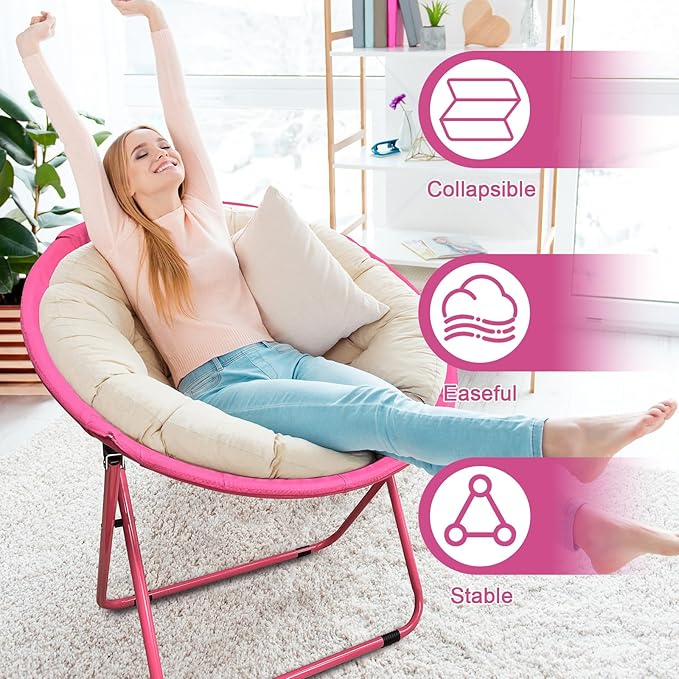 Bungee Chair Portable Foldable, Dish Chair Bunjo Game Chair for Outdoor and Indoor and Camping and BBQ (Pink)