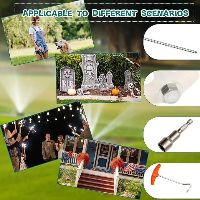 22 Pcs Screw in Tent Stakes Heavy Duty Kit Include 16 8 Inch Ground Anchor Tent Pegs 4x9.8ft Rope 1 Hex Head Driver 1 Stopper T Pull Hook for Backyards, Canopy, Garden and Outdoor Camping