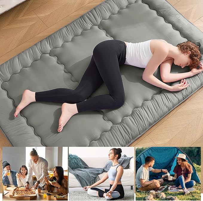 Japanese Floor Futon Mattress Full Size, 4" Thicken Foldable Mattress Tatami Mat Sleeping Pad, 25D Foam Filled Traditional Shiki Futon (shikibuton), Designed in Japan (Dark Grey 54"x 80")