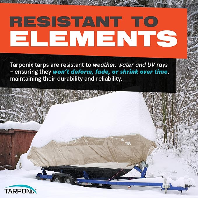 6' x 8' Extra Heavy-Duty Tan Poly Tarp – 12 Mil Thick, Waterproof, UV-Resistant Polyethylene with Reinforced Edges, Double-Stitched Hems, and Rustproof Grommets