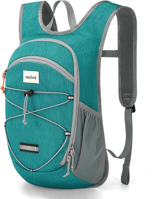 HALOVIE 15L Foldable Hiking Backpack Phone Pocket Lightweight Travel Daypack with Chest Strap Small Packable Pack for Walking Women Men (Cyan)