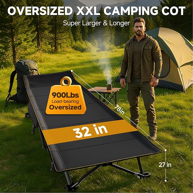 ABORON Camping Cot for Adults, Folding Sleeping Cot with Mattress, 500 lb Capacity Heavy Duty Outdoor Folding Sleeping Bed, Portable Cot Bed for Camping, Indoor Guest Use, Home & Travel