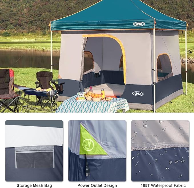 UNP Camping Canopy - Inner Tent - Side Tents - SUV Camping Cube for 10' x 10' Pop Up Canopies (Canopy Pole/Shelter NOT Included) (Dark Blue-Inner Tent)