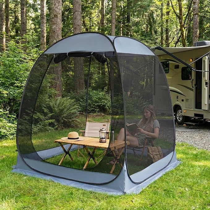 Alvantor® Pop Up Screen House Gazebo, Portable Mosquito Net Tent, UV Protected Sun Shelter for Patio, Backyard & Camping, Instant Setup for 2-10 People