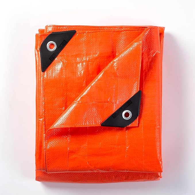 GUARD SHIELD Orange Tarp 6x8 Feet Tarps High Visibility Outdoor Poly Cover Lightweight 6mil