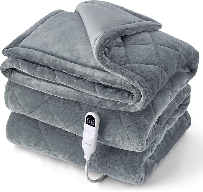Bedsure Electric Blanket Full Size - Quilted Heated Blanket Full, Soft Flannel Thick Heating Blanket with 10 Time Settings & 6 Heat Settings, Warm Gifts for Women Men (72x84 inches, Formal Gray)