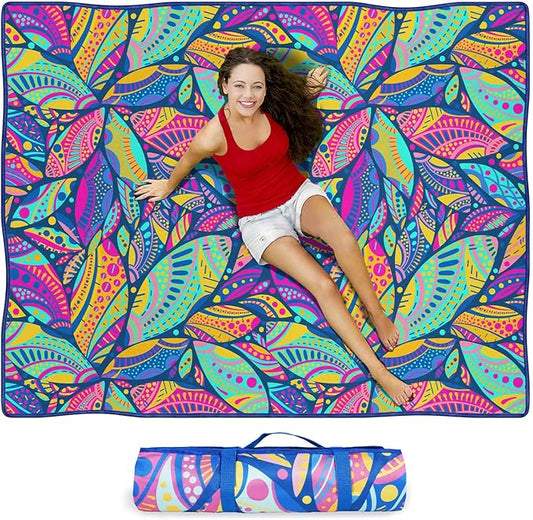 Waterproof Picnic Blankets Foldable & Portable 60''x80'' Boho Picnic Mat for Outdoors, Large Washable Picnic Blanket for Travel Camping Beach, Park Grass Picnic Blanket Accessories for Adults