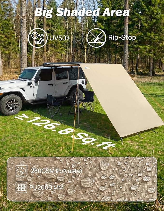 JOYTUTUS Awning Wall Universal Multi-Side for 6.6FT x 8.2FT, Waterproof Ripstop UV-Resistant Extension for Privacy & Sun Shade